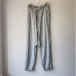 Max Studio Linen Pull On Pants | Women's Small | White Charcoal Gray Stripe NEW